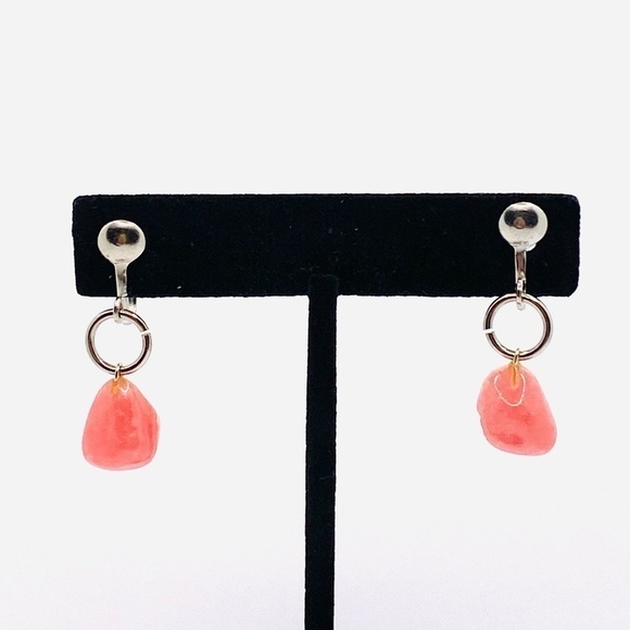 Vintage Screw Ons Earrings with Dangles Pink Stone - Picture 7 of 9
